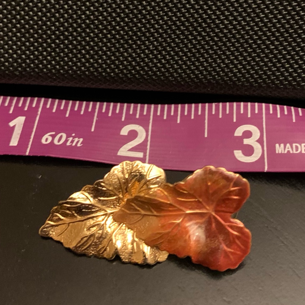 Beautiful Gold And Red Enamel Maple Leaf Earrings 12$
